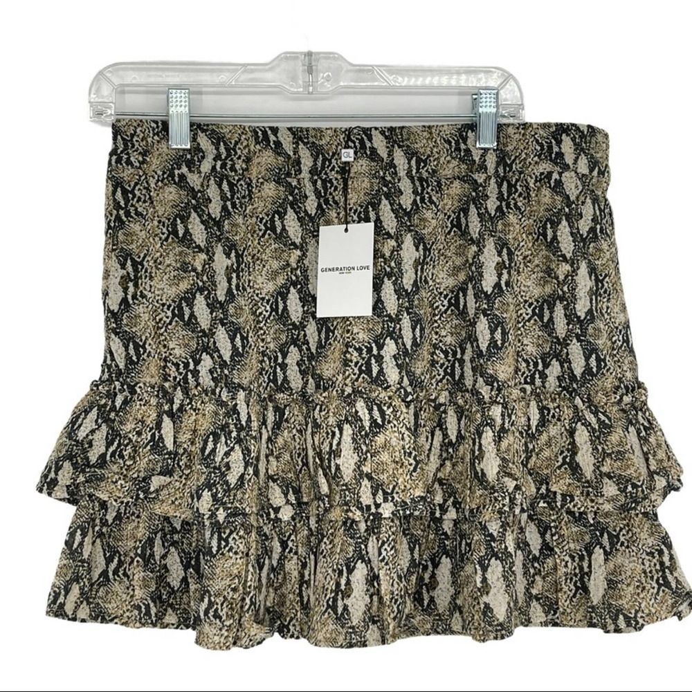 NWT Anthropologie GENERATION LOVE ruffled printed mini skirt XL